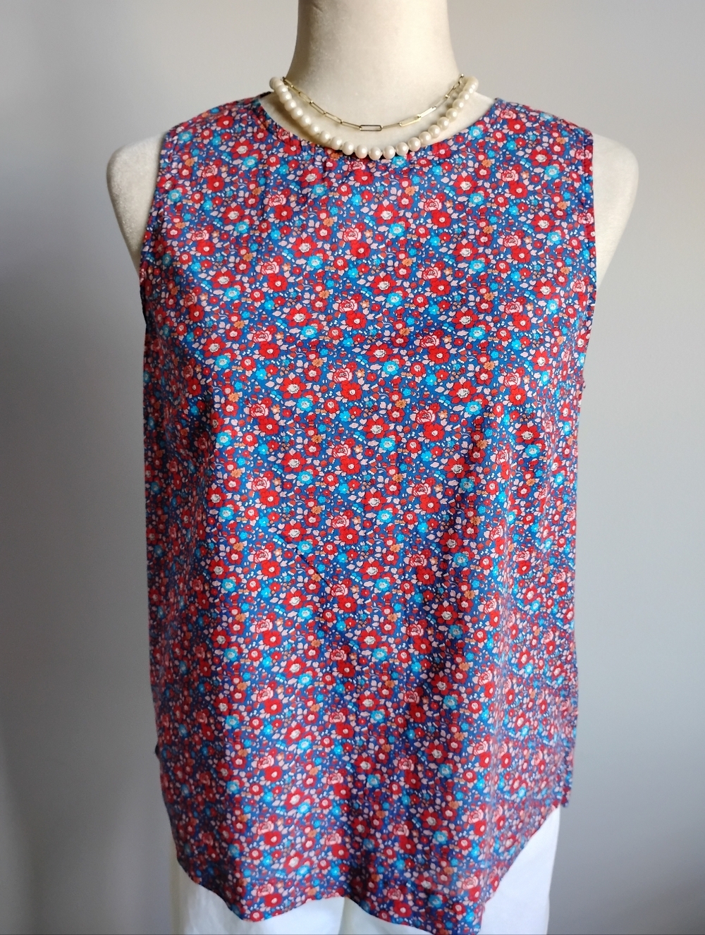 J. Crew Liberty Art Fabric Betsy Ann Blouse Red Blue Floral Cottagecore Size - Picture 4 of 13